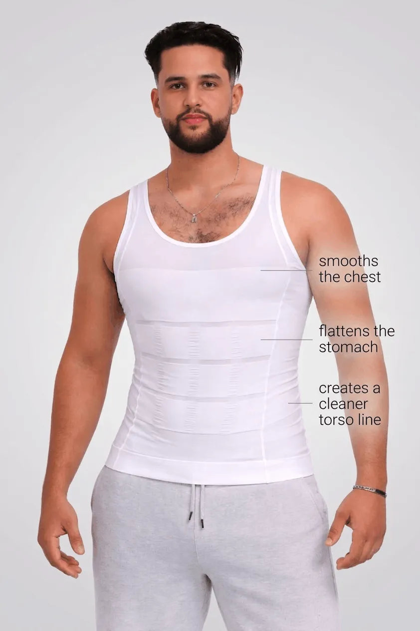 VEROSHAPE men compression shirt smoothing chest flattening stomach and creating a cleaner torso line instantly
